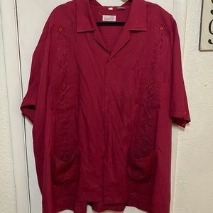 Guayabera 5XL Maroon Mens Big size